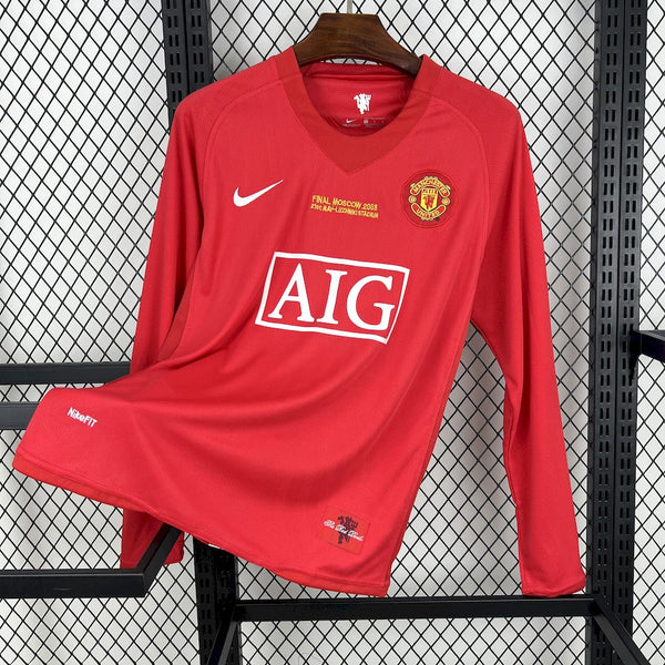 Camiseta do Manchester United Manga Longa Retrô 2007/08 Home UCL